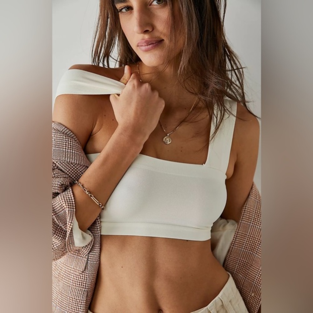 FREE PEOPLE Straight Lines Bralette Ivory Off White